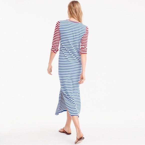 J.Crew Sammie Stripe Lace-Up Maxi Dress G3607 Baltic Red Blue Nautical Boho, S - Picture 5 of 16